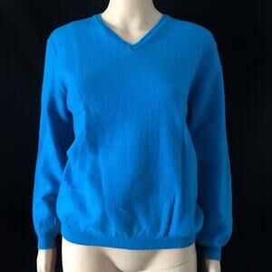 Calvin Klein Royal Blue Merino Wool V Neck Sweater L